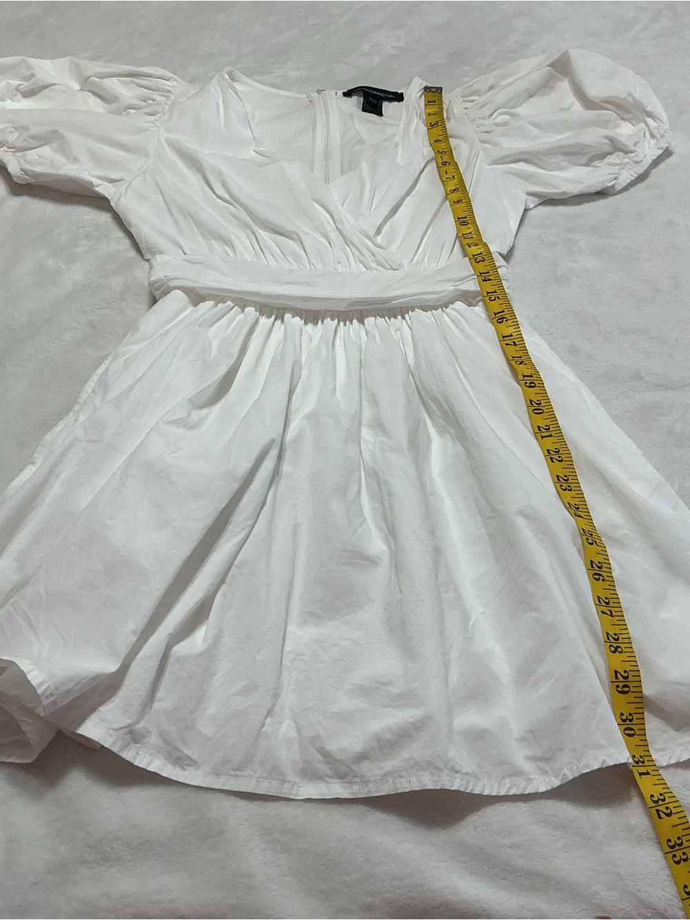French Connection Rhodes Poplin Puff Sleeve Cut Out Dress White Size 4 - Picture 10 of 11
